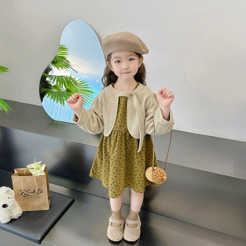 Dress Premium Corduroy 2in1 Anak Perempuan Usia 1-4 Tahun | Pakaian Import Terbaru Anak Cewek Model 