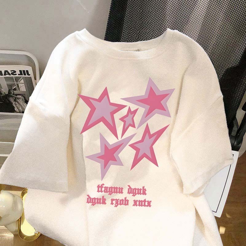 Cetakan bintang unik jalanan retro|Baju Oversize Pria|Kaos Pria Terbaru 2025|Kaos Pria Premium Tebal