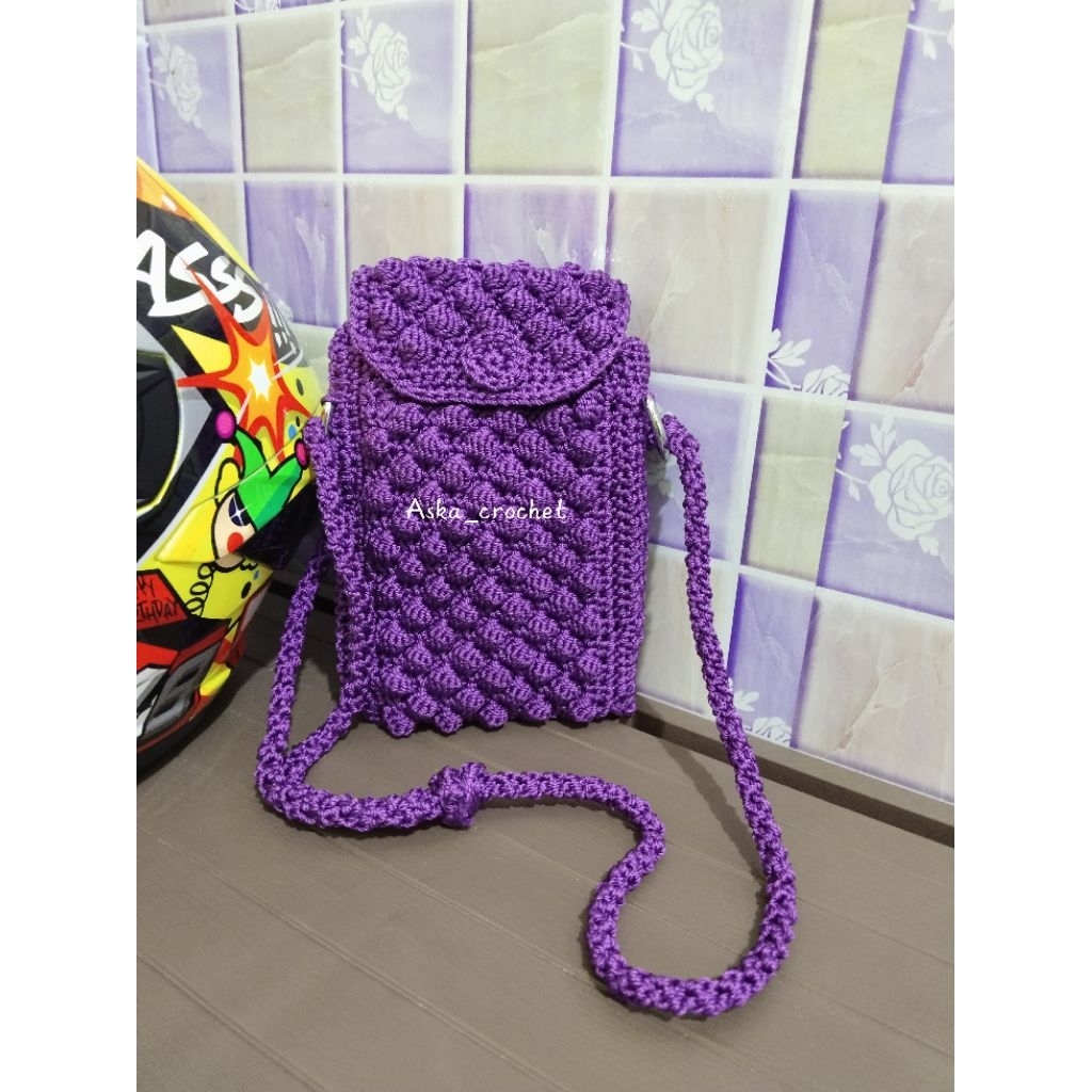 Tas rajut sling bag buble (muat dompet dan hp)