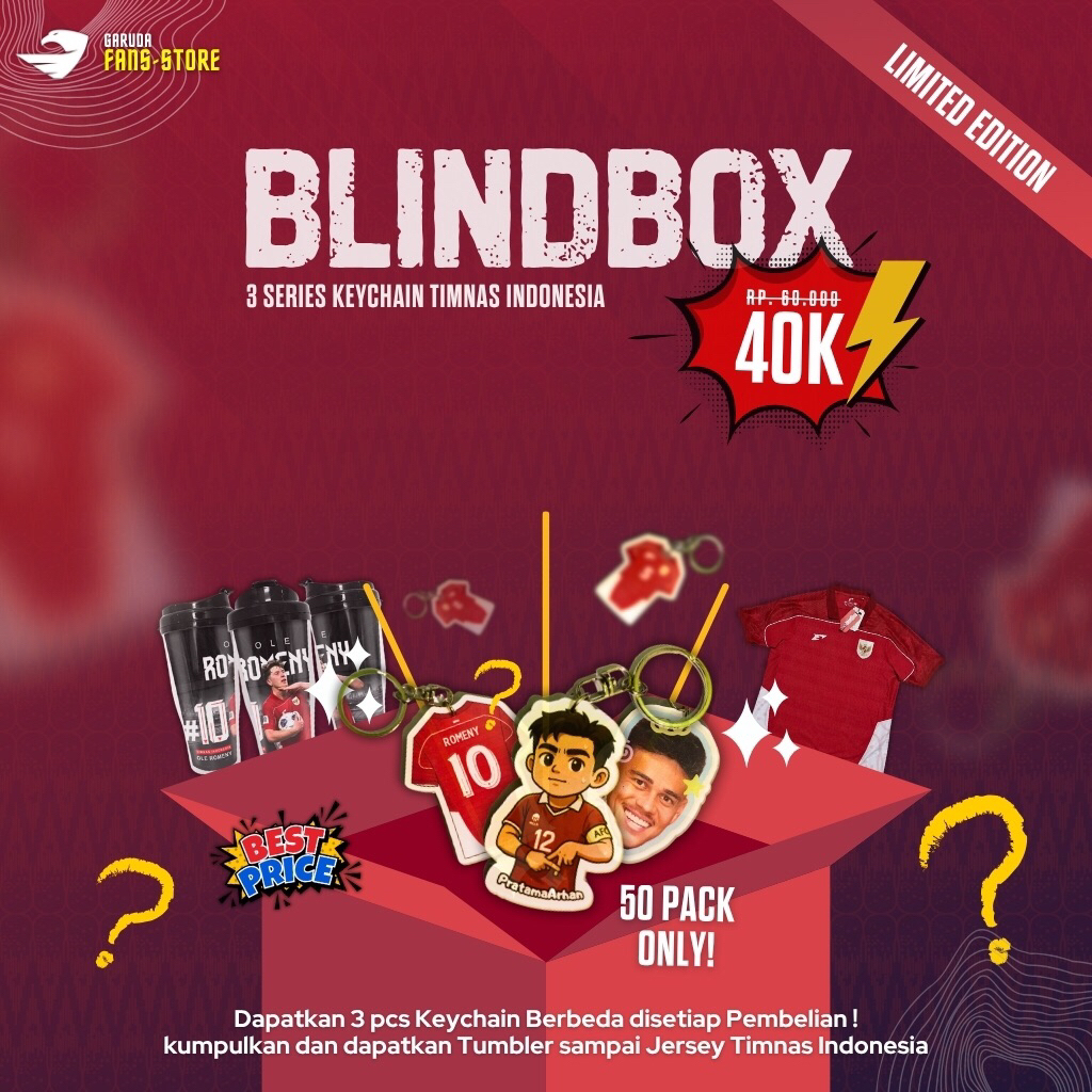 3 PCS Blind Box Keychain Timnas indonesia 'LIMITED EDITION' | Gantungan Kunci Akrilik Timnas Indones
