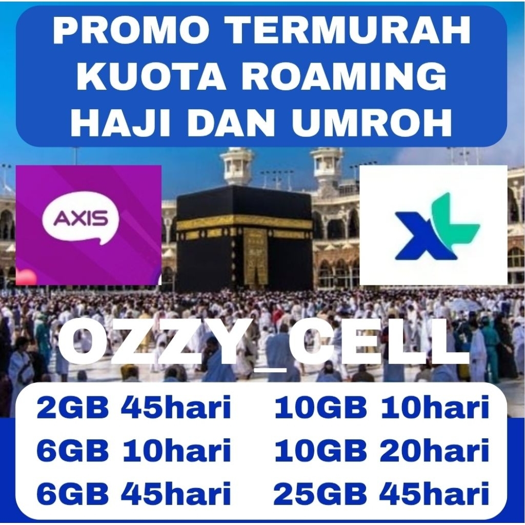 Promo Termurah Paket Data Roaming XL Umroh Haji Roaming Semua Negara dan Arab Saudi Ozzy cell