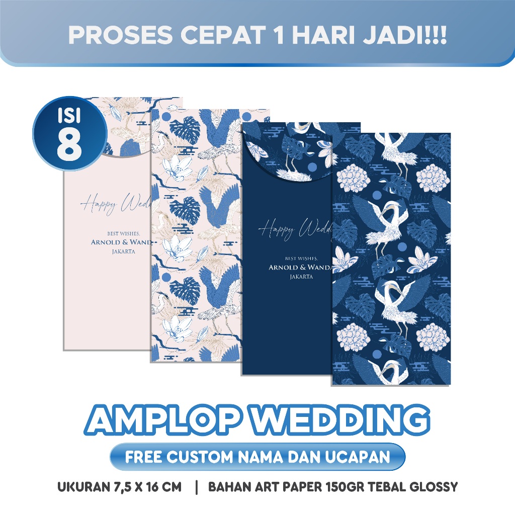 

(ISI 8 PCS) AMPLOP WEDDING CUSTOM | Wedding Kondangan Sumbangan | ROYAL BANGAU SET