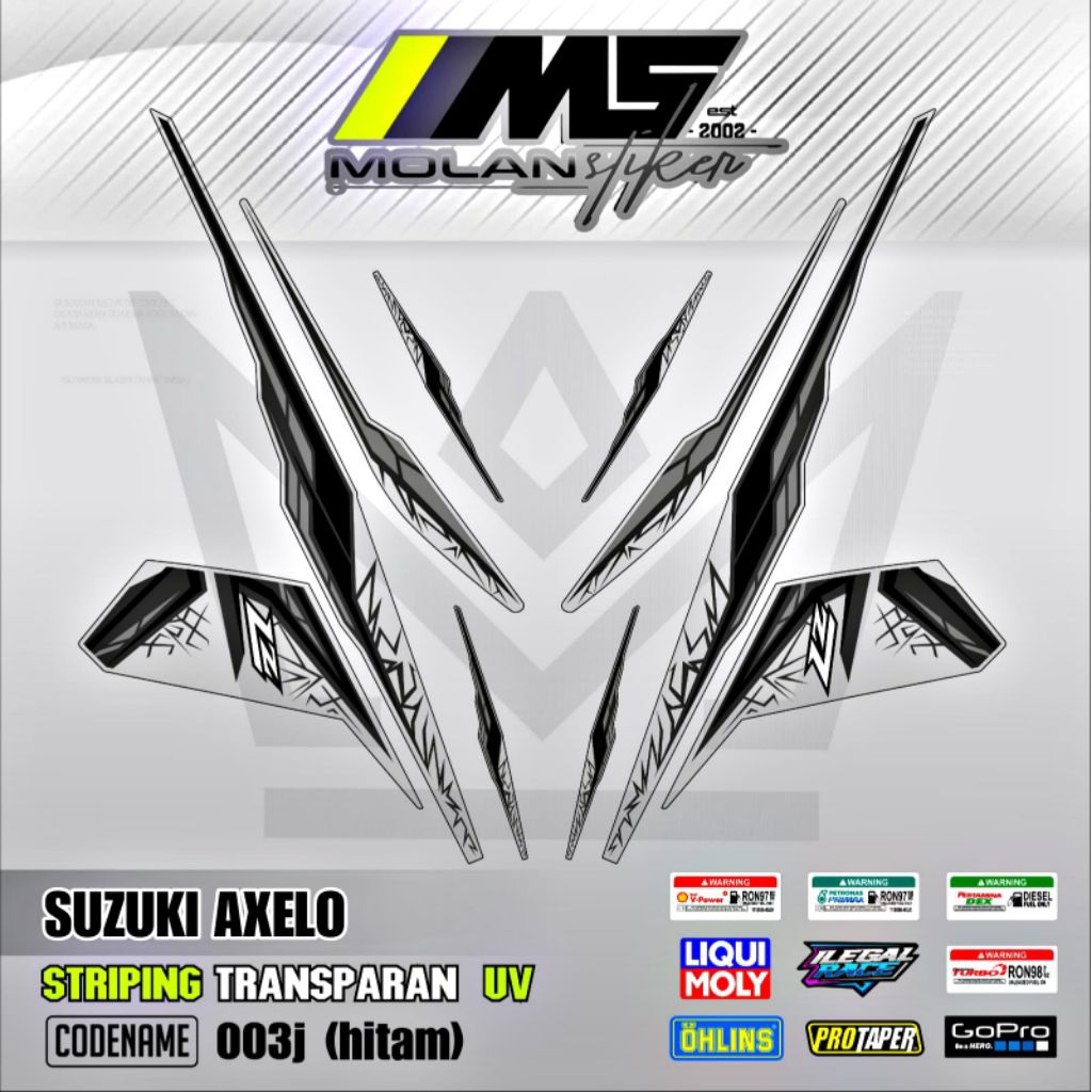 Decal Sticker Striping Variasi Transparan Uv Suzuki Axelo 125 Suzuki Shogun Axelo R 125 Shogun Axelo