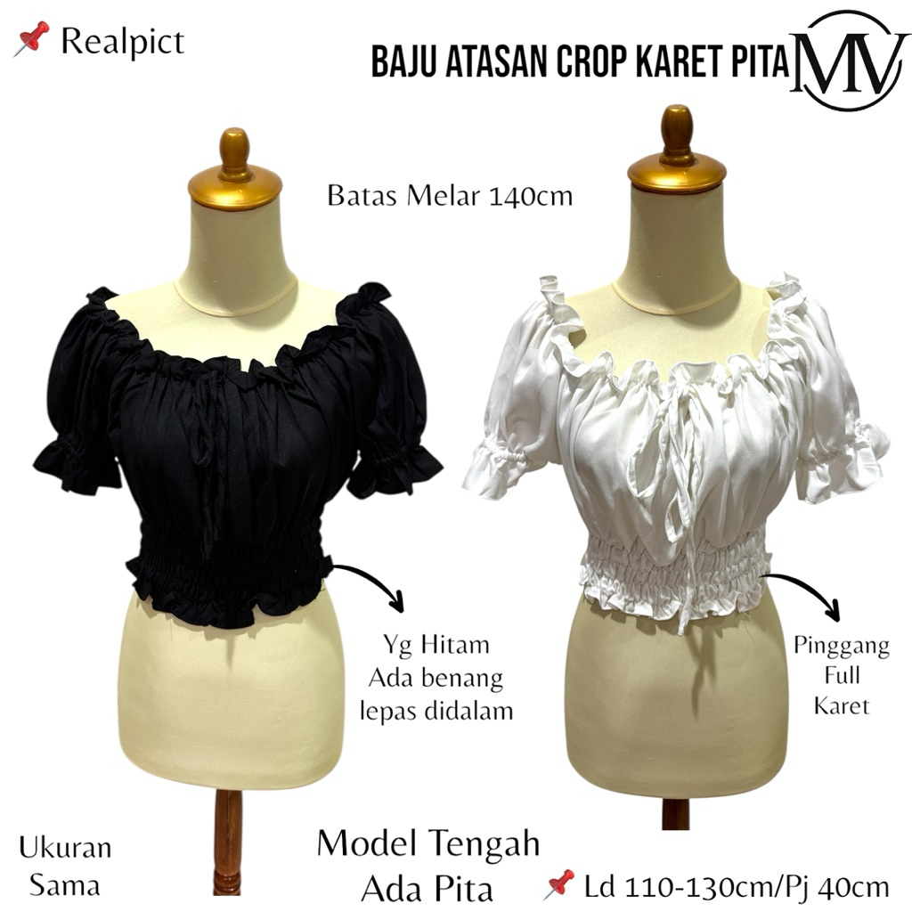 Baju Atasan Crop Karet Pita Preloved