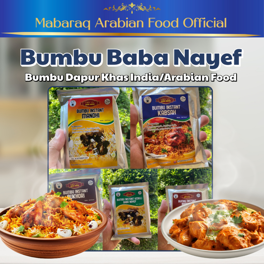 

Bumbu BABA NAYEF 100 GR Nasi Kebuli Briyani Mandhi Kasah Bukhori Original