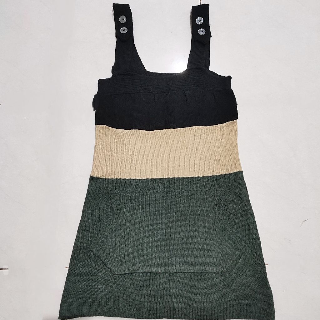 baju rajut Overall rok rajut pendek variasi kancing di atas Jumpsuit Wanita