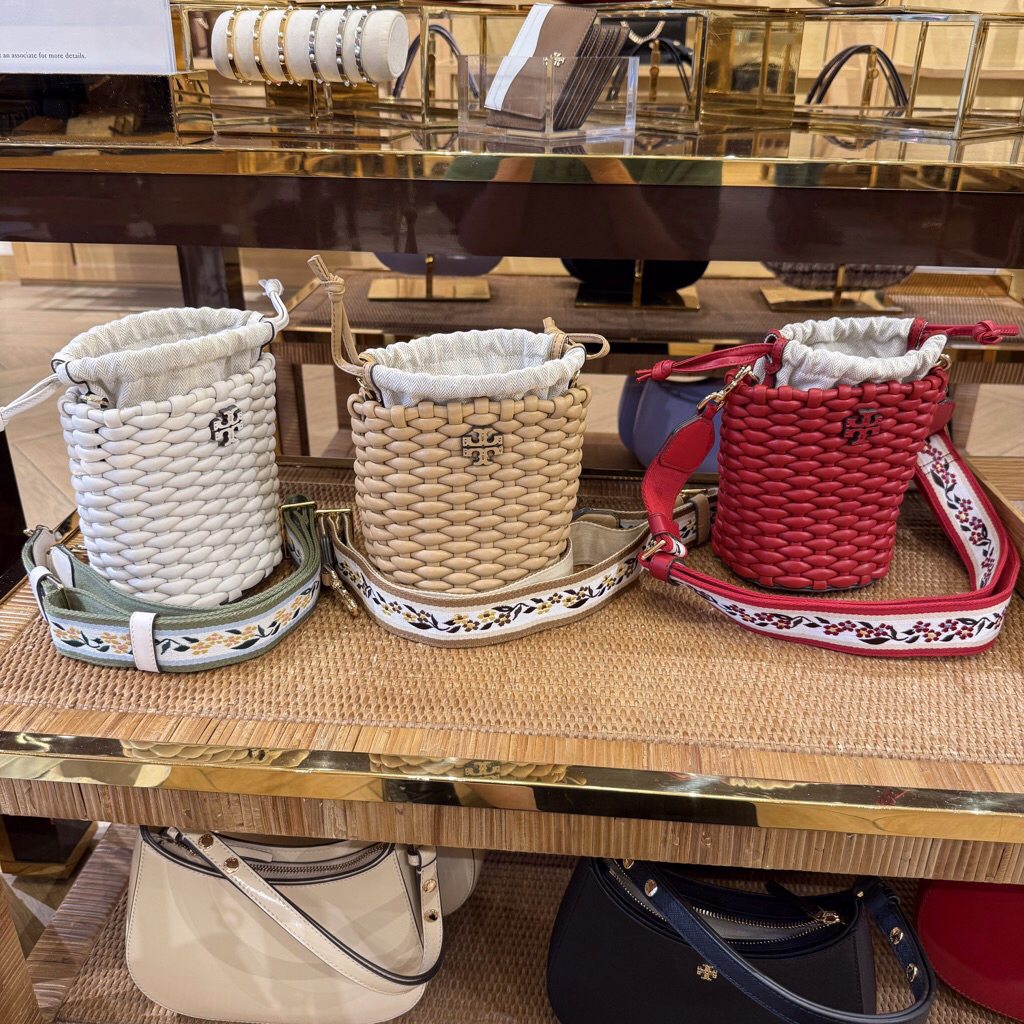 TAS SLEMPANG TB T0RY BURCH EMERSON WOVEN BUCKET MINI BAG
