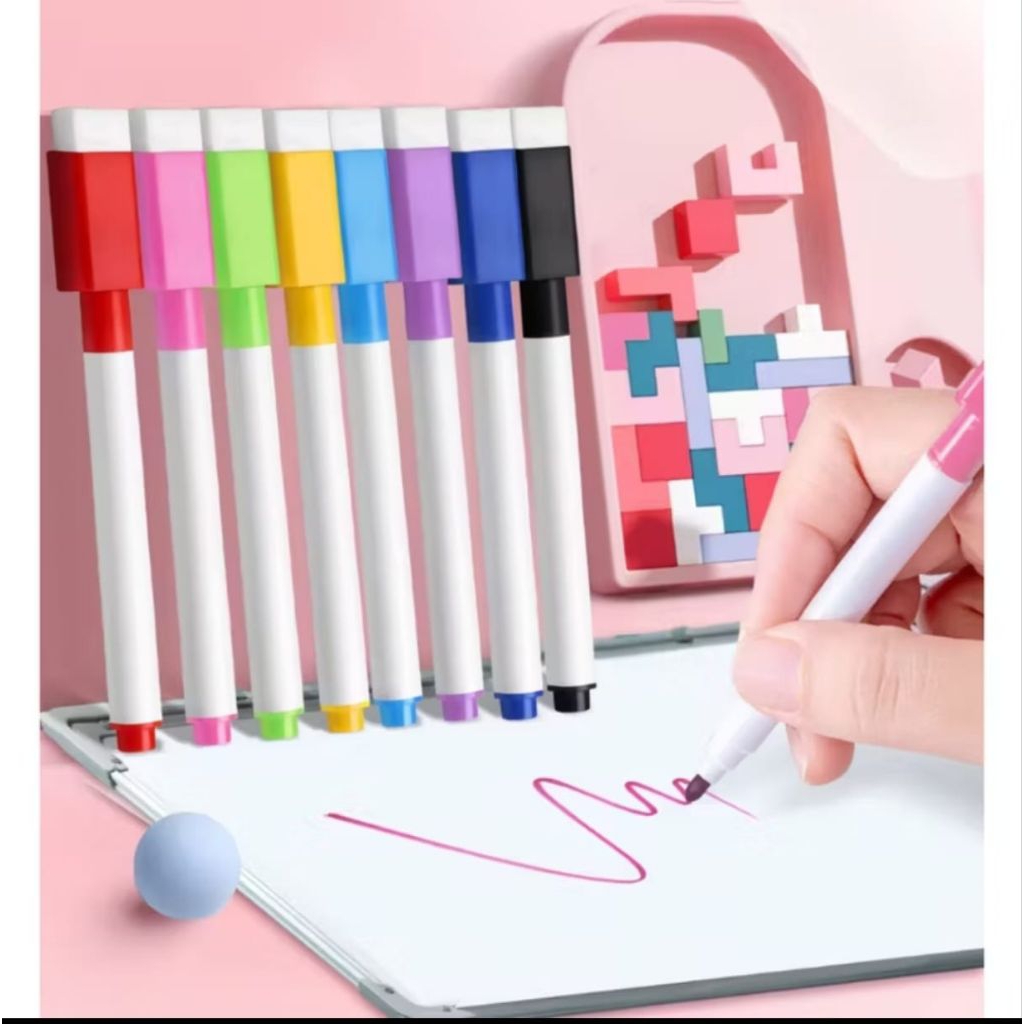

Spidol Mini Papan Tulis White Board Dengan Penghapus / Sepidol Warna Warni Wipe And Clean Kecil bisa dihapus