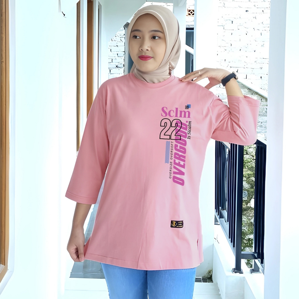kaus oversize wanita kaos oversize wanita lengan 78 kaos cwek jumbo ld 110 116 120 cotton combed 24s
