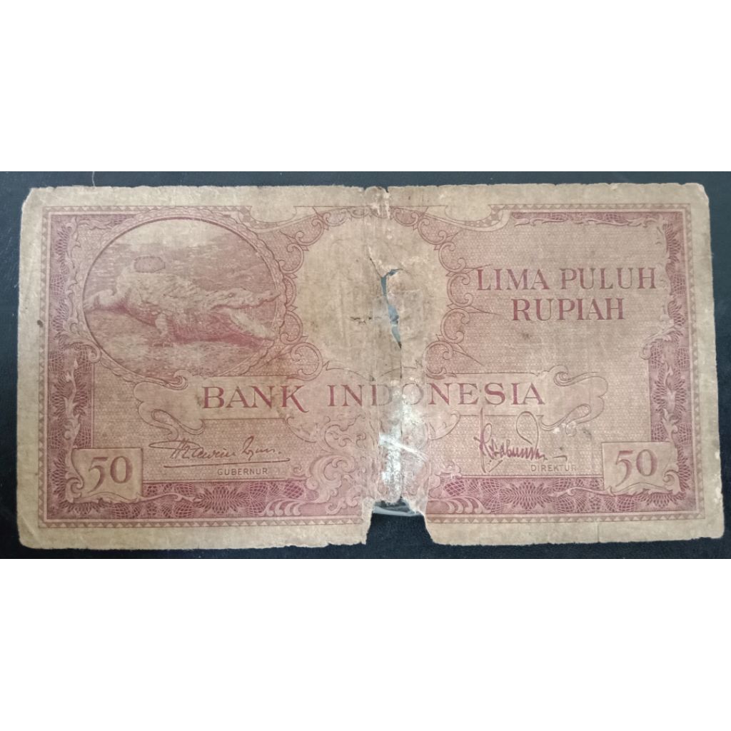 UANGKUNO 50 RUPIAH BUAYA THN 1957