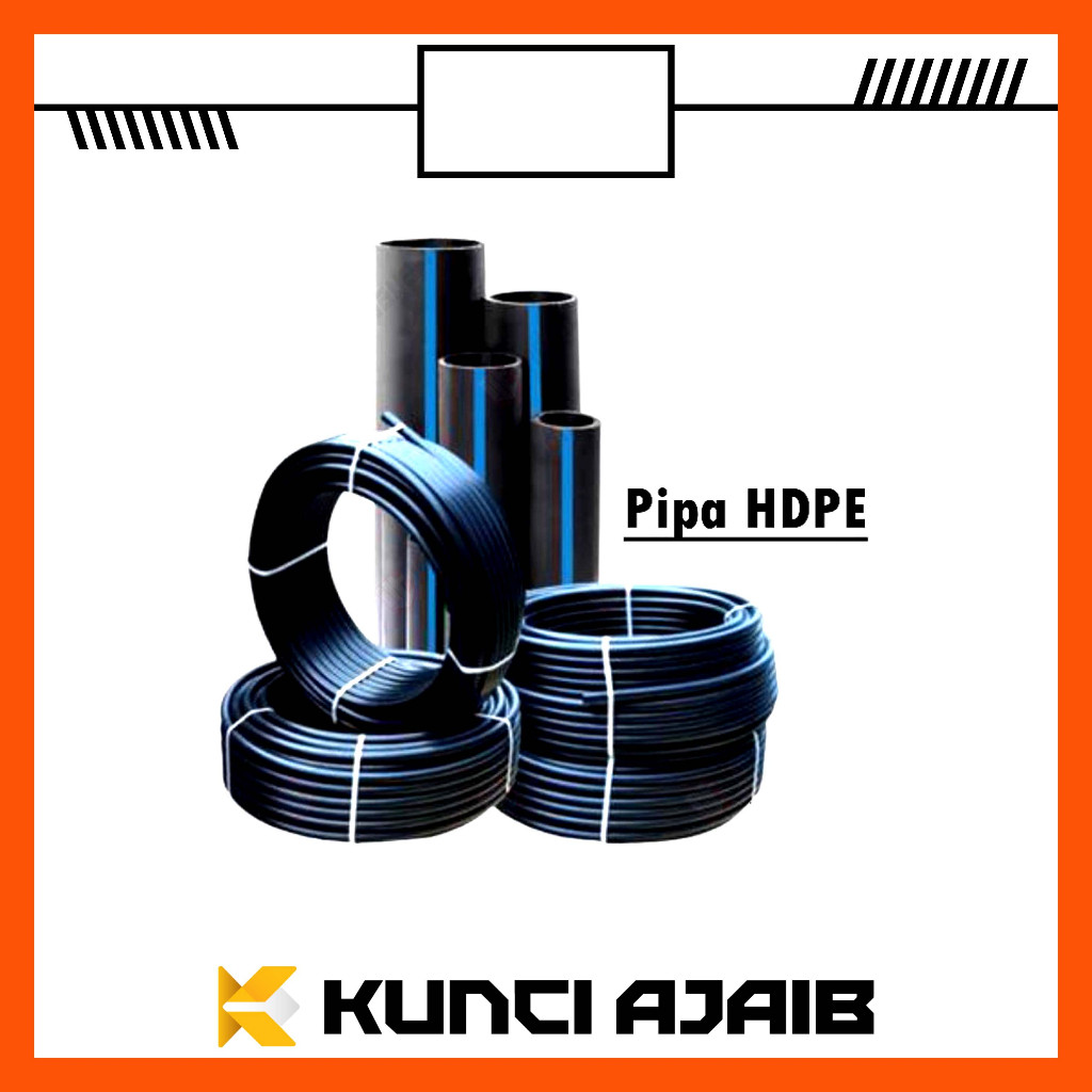 TRILLIUN Pipa HDPE PN10 1/2 3/4 1 1-1/4 1-1/2 2 Inch Per Meter - Selang PE Hitam PDAM Plastik Pipe P