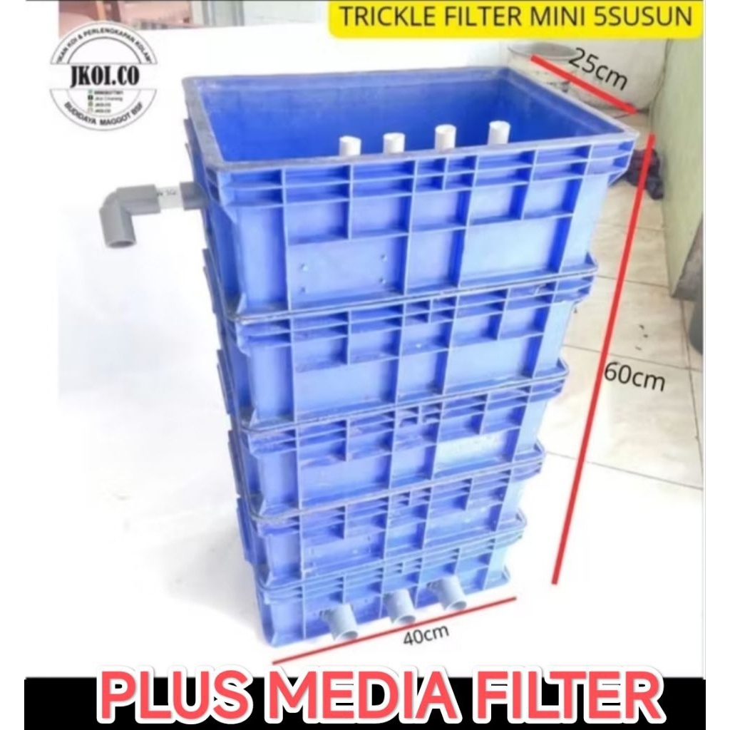 TRICKLE BOX FILTER KOLAM IKAN MINI 5SUSUN + MEDIA FILTER LENGKAP  FILTER KOLAM DAN AQUARIUM FILTER E