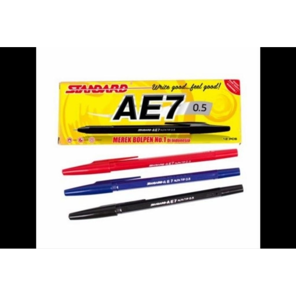 

pulpen standard AE7 / pulpen standard selusin hitam biru merah