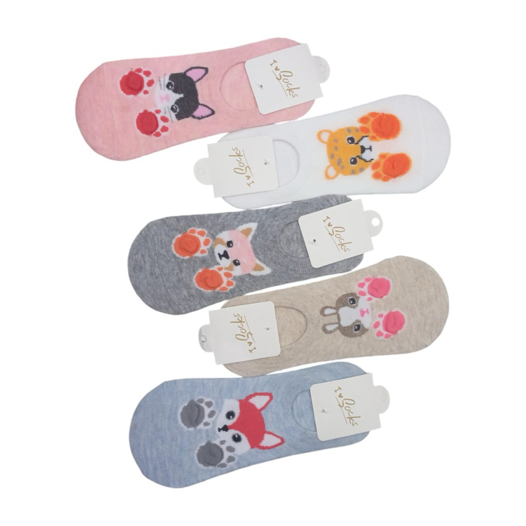Kaos Kaki Invisible Hidden Socks Wanita Motif Lucu