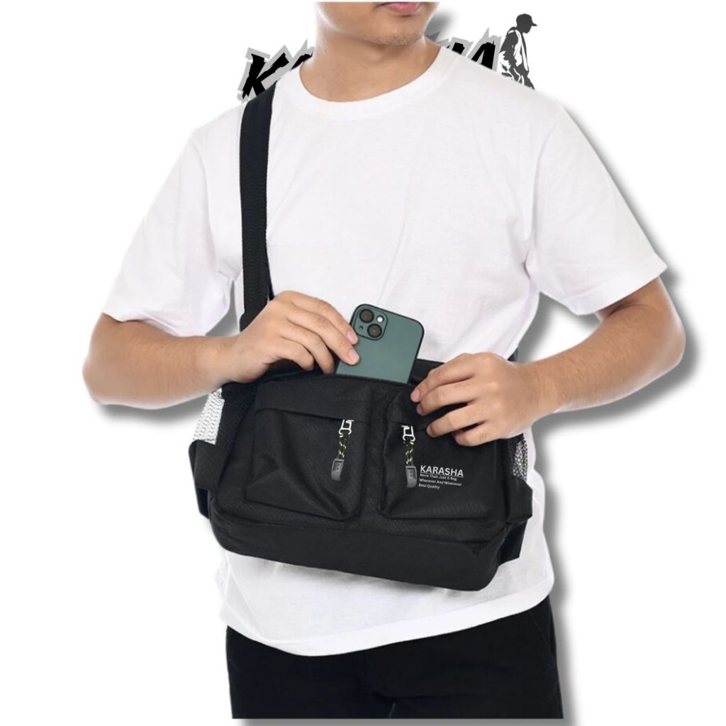 Tas selempang slingbag distro casual trendy cowok keren kekinian distro pinggang bahu