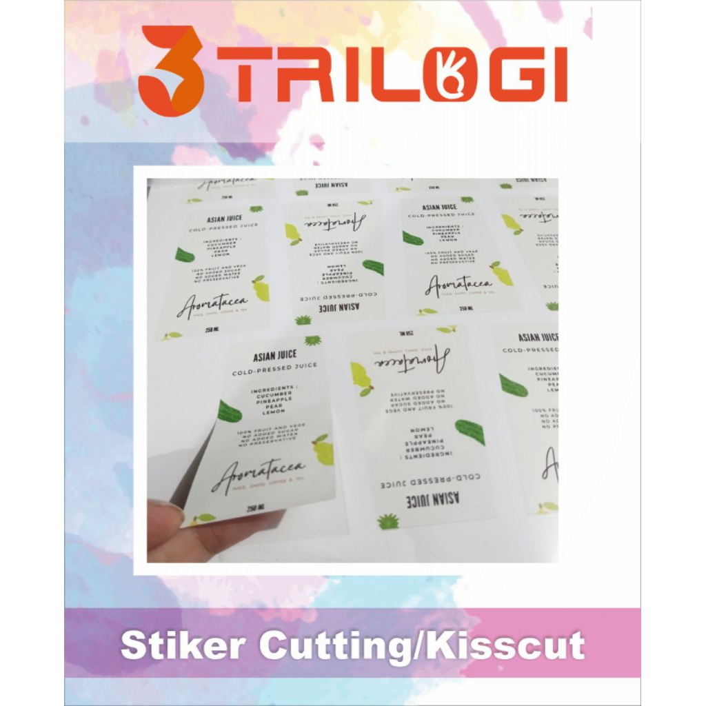 

CETAK STIKER CUTTING CROMO BAHAN GLOSSY BISA CUSTOM LABEL UNTUK MAKANAN MINUMAN JUALAN ONLINE