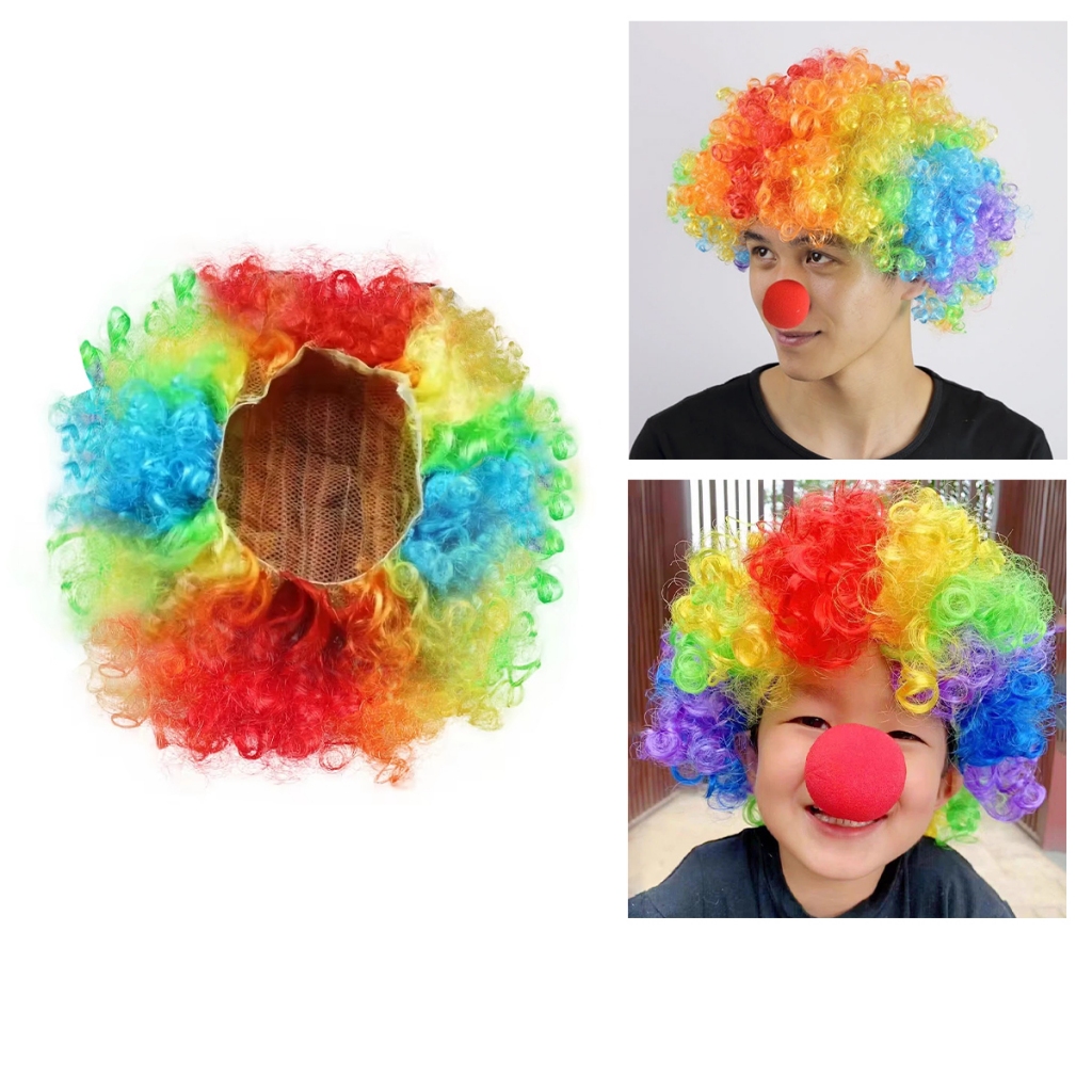 Rambut Palsu Kribo barang baru kualitas tinggi wig badut warna warni rambut palsu keren pria