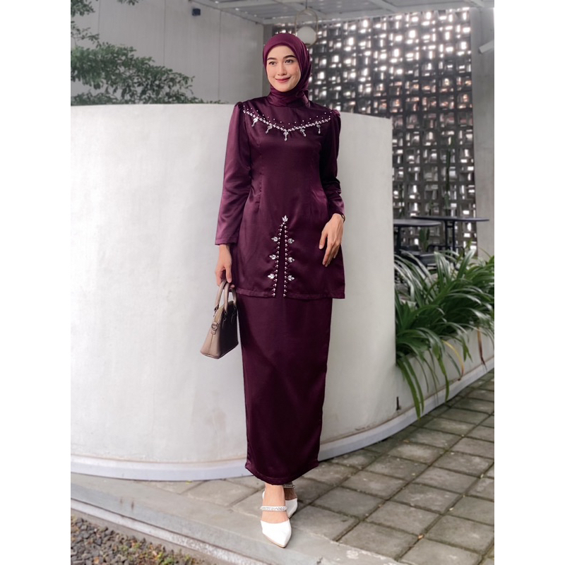 Oneset FAYRA Baju Kurung Melayu Malaysia Dress Pesta Setelan Wanita Baju Kondangan Full Payet