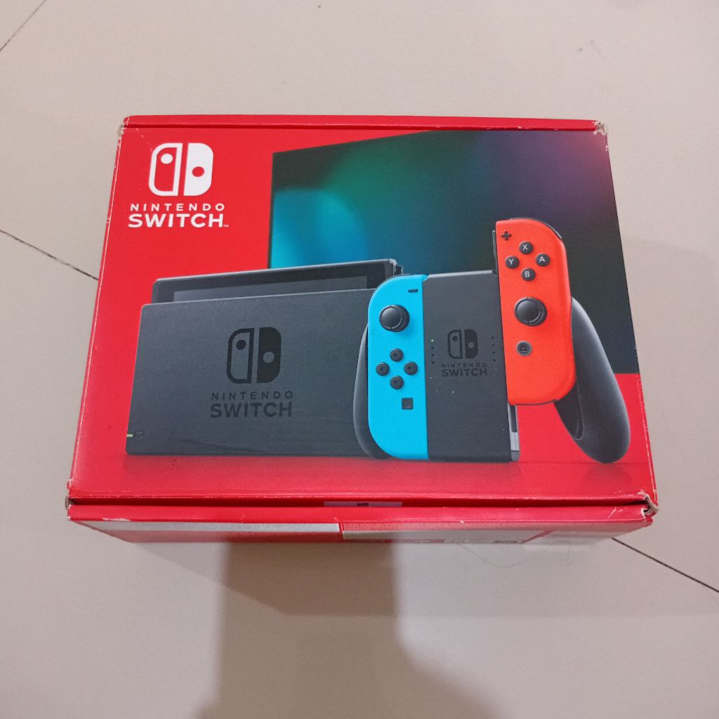 Nintendo Switch V2 Neon Fullset Mulus