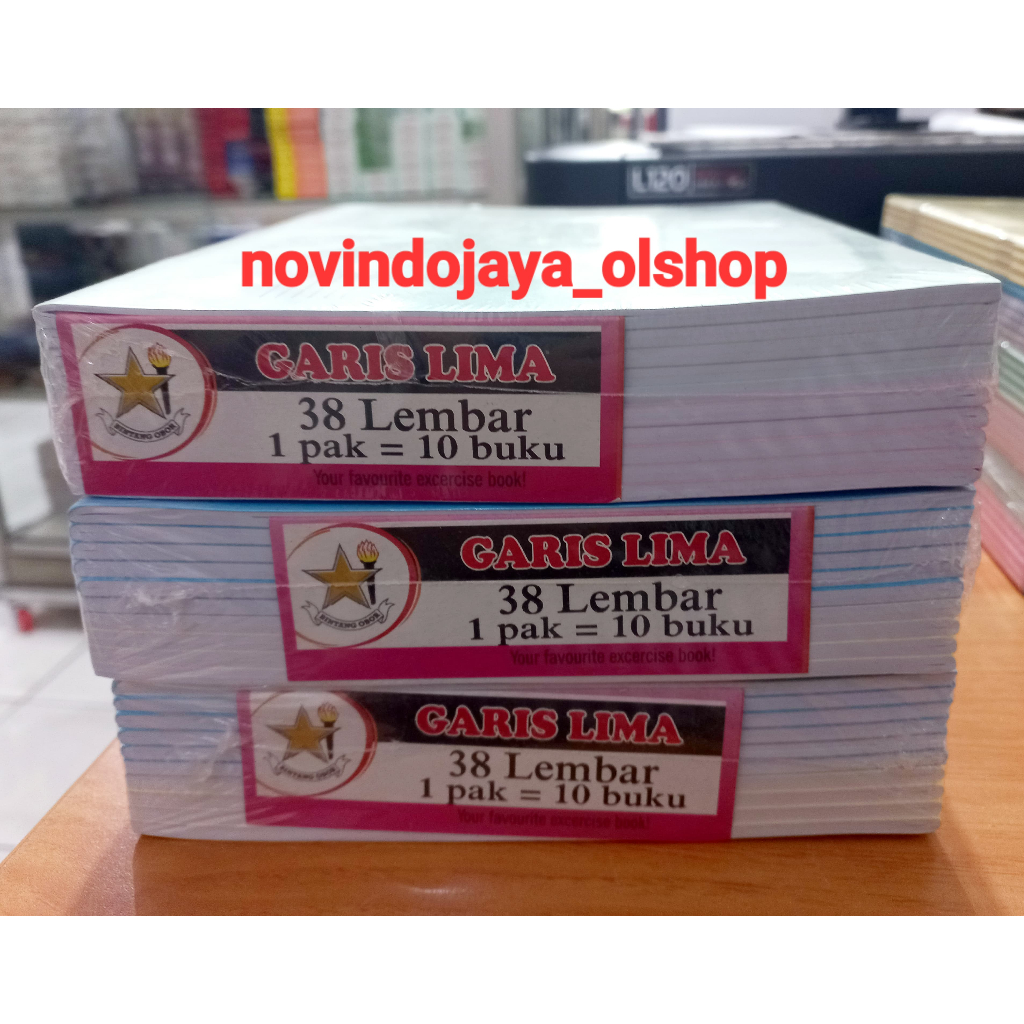 

BUKU GARIS 5 BUKU GARIS HALUS BERSAMBUNG 38 LEMBAR BINTANG OBOR TERMURAH GROSIR 10PCS