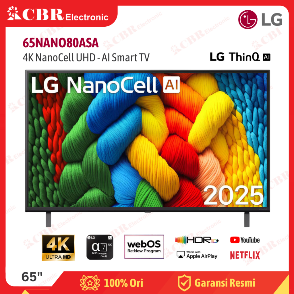 TV LG 65 Inch LED 65NANO80ASA (4K NanoCell UHD - AI Smart TV)