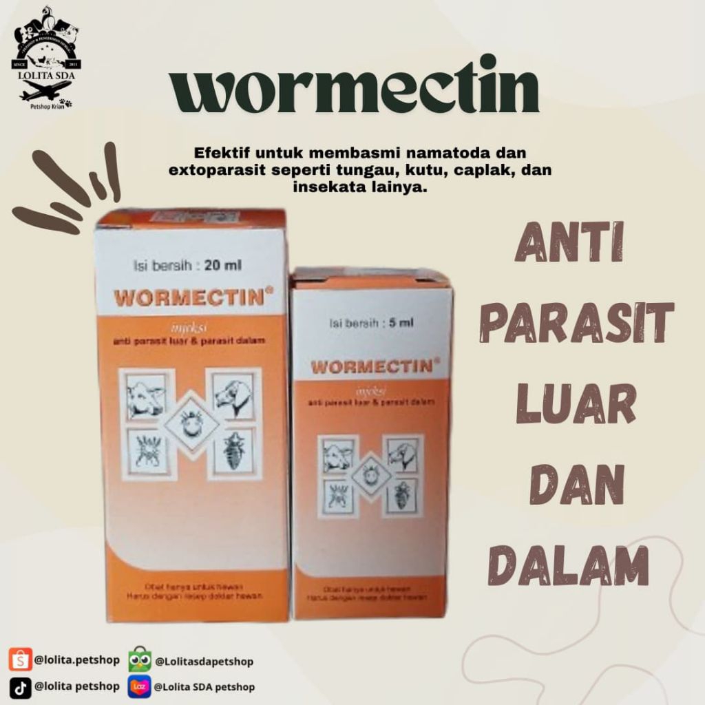 WORMECTIN Obat Scabies Suntik Injeksi Kutu Jamur Kucing Kelinci