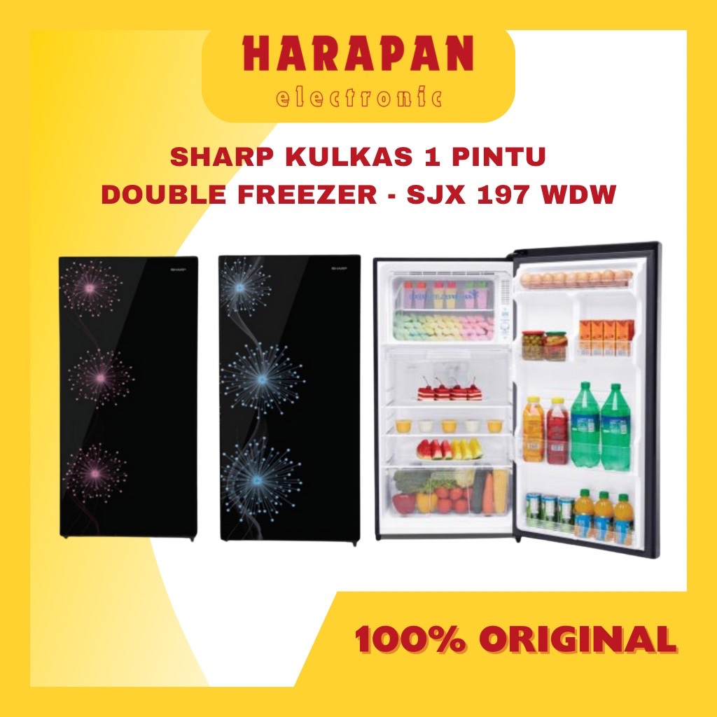 SHARP KULKAS 1 PINTU DOUBLE FREEZER SJX 197 WDW 185 LITER / LEMARI ES 197WDW SJX197 GARANSI RESMI