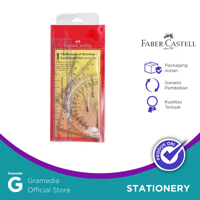 

Gramedia Cirebon - Faber Castell Penggaris Mathematical Drawing Instrument Set 3504 / Set Penggaris