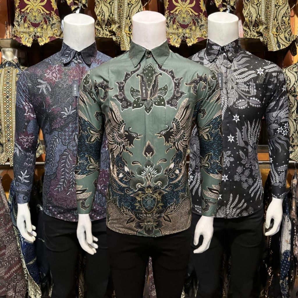 Batik Pria Lengan Panjang Slimfit Batik Sage Green Premium Quality Mayesa Batik