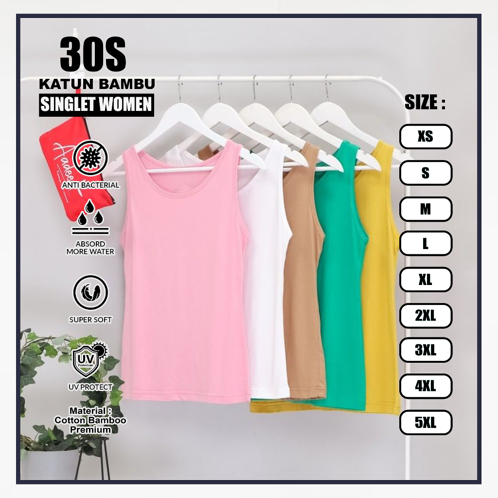 30S Katun Bambu Singlet Wanita / tanktop cewe katun bambu / pakaian dalam wanita