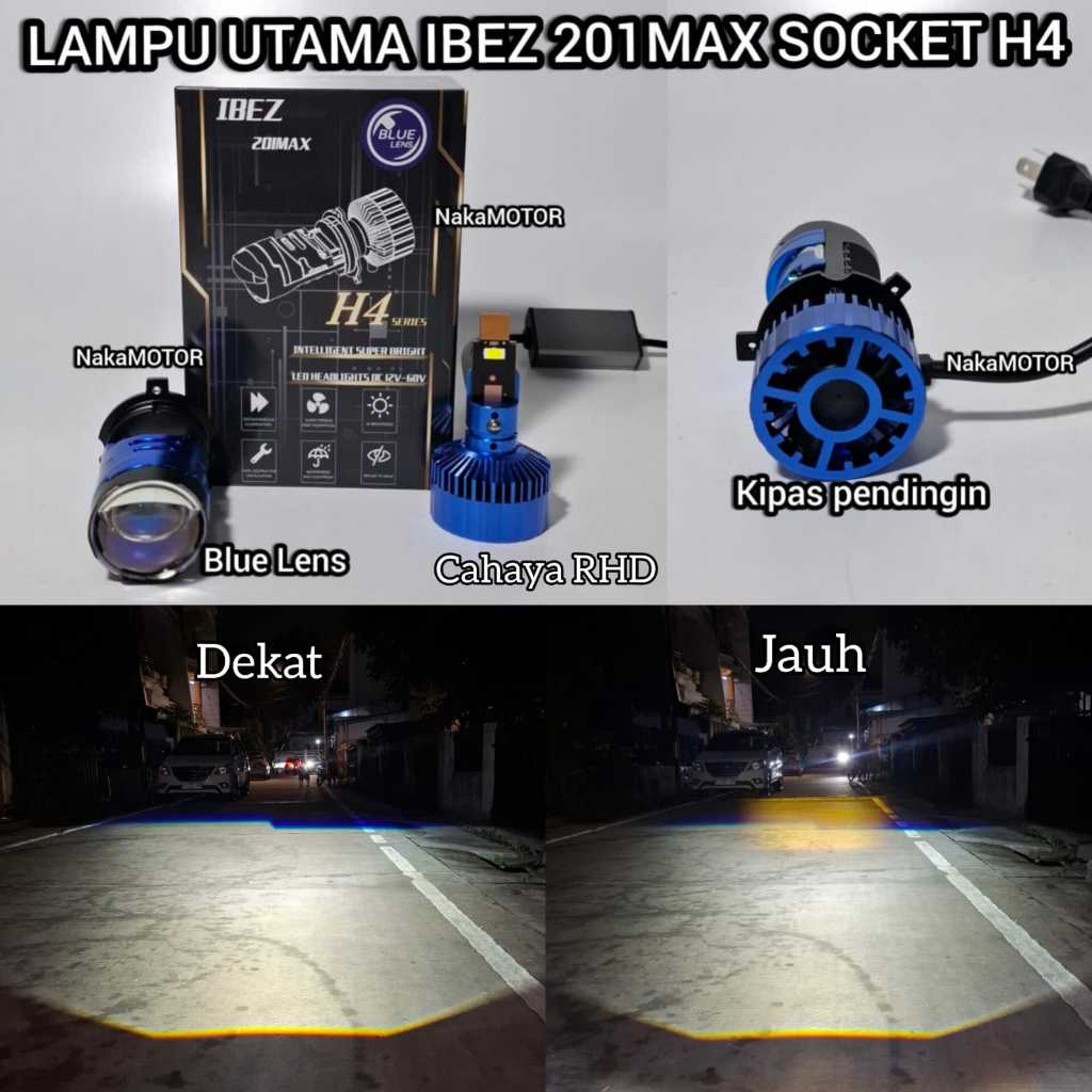 IBEZ 201 Max Lampu Utama Biled H4 Projector LED
