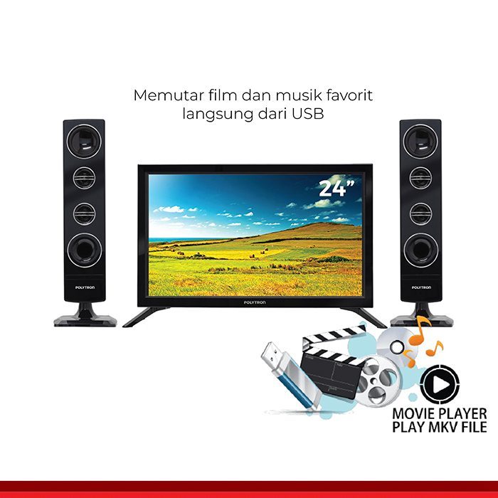 Polytron TV LED Digital 24 Inch Plus Speaker Tower 24T