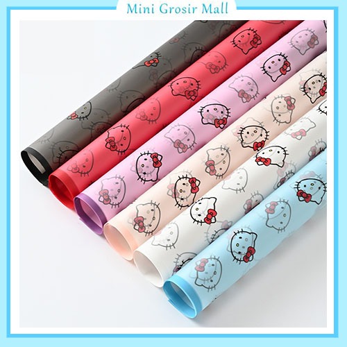 

20 Lembar Kertas Buket Bunga Transparan Warna motif hello kitty Flower Wrapping Paper Transparan Cellophane KB81