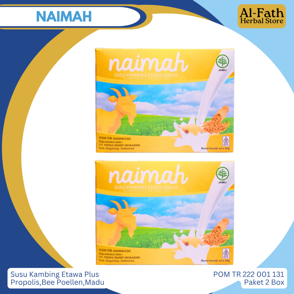 

Paket 2 Box Susu Kambing Etawa Naimah Bee Pollen Madu Propolis Asli Susu Kambing Naima Original