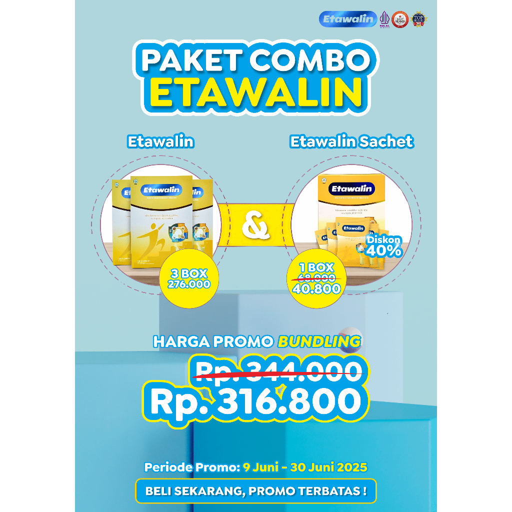 

PAKET COMBO ETAWALIN SUSU KAMBING ETAWA UNTUK KESEHATAN TULANG & SENDI (3 Box Etawalin 200 Gram + 1 Box Etawalin Sachet)