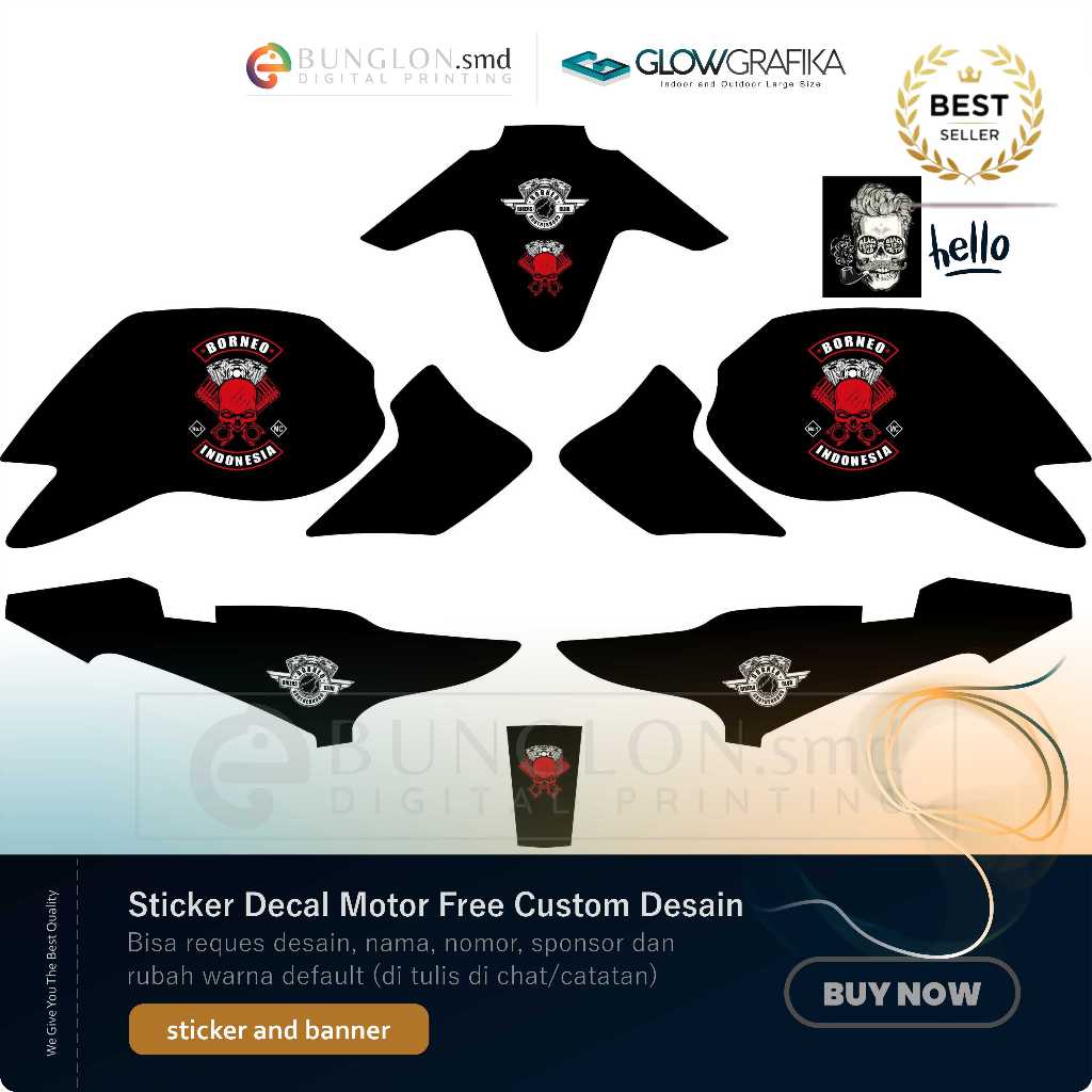 DECAL STIKER MOTOR CUSTOM VERZA 150 EDISI BORNEO BIKERS CLUB