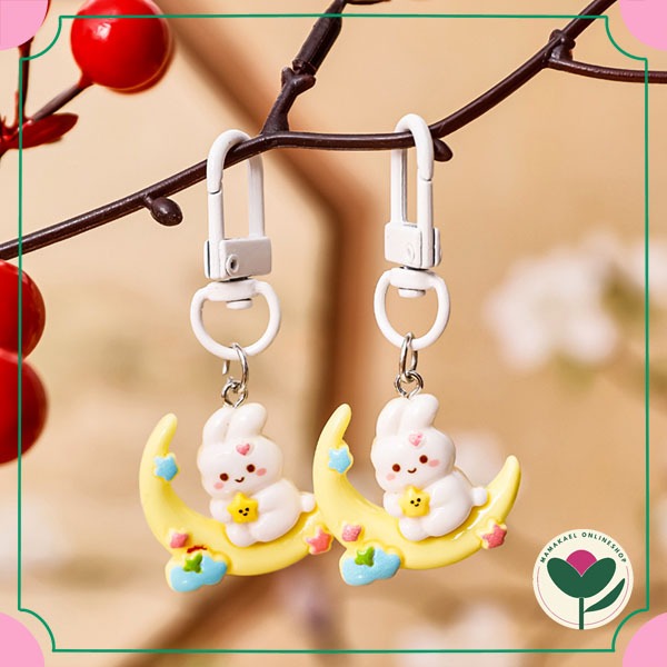 Gantungan mini rabbit moon cute mini keychain gantungan kunci kelinci lucu MK1983