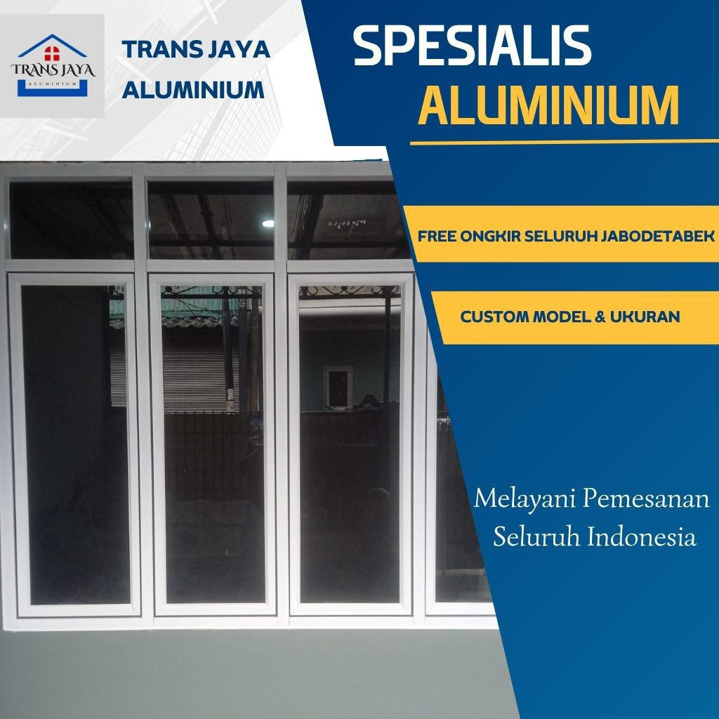 JENDELA ALUMINIUM JUNGKIT FULL KACA L40xT50-100