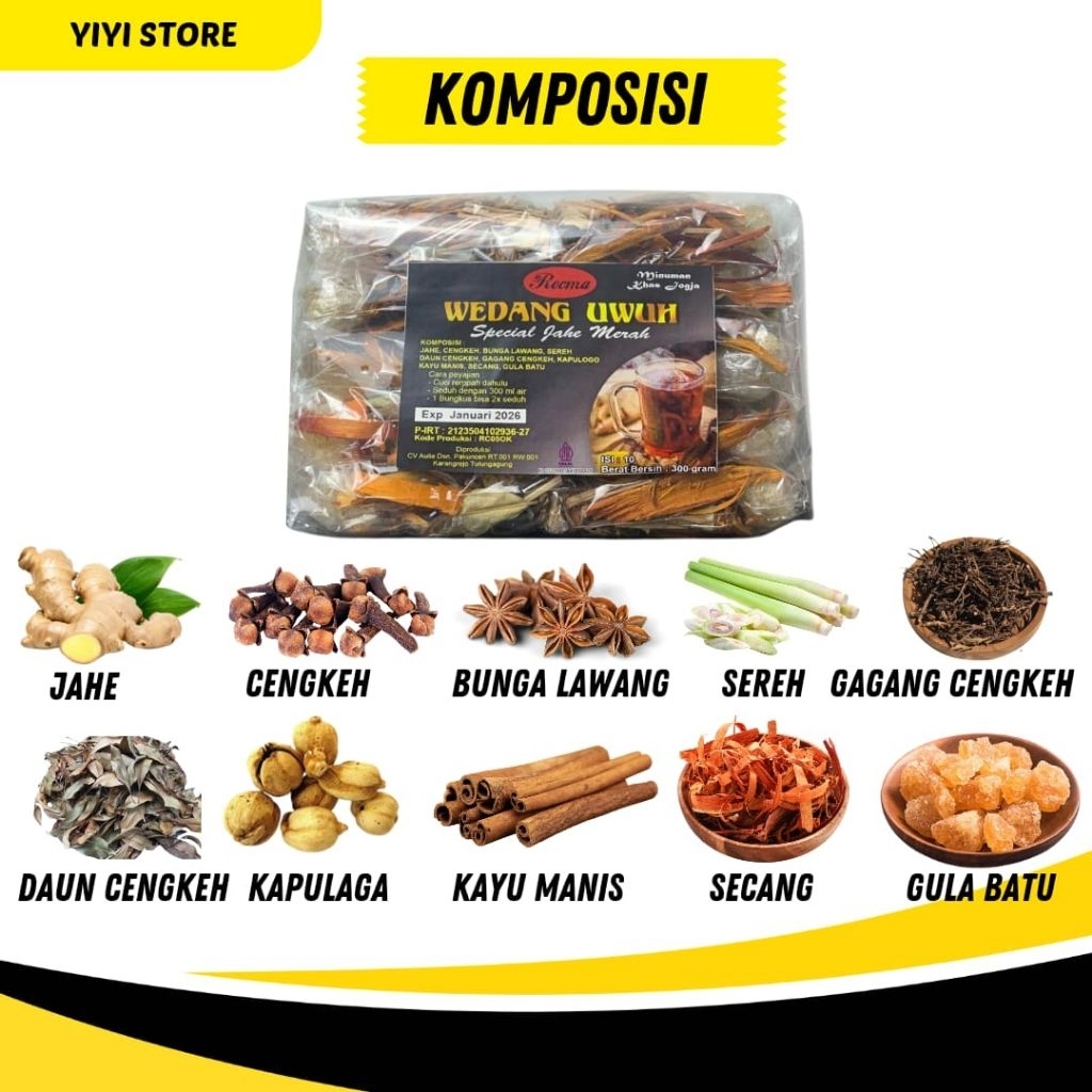 

wedang uwuh 10 rempah komplit +gula batu