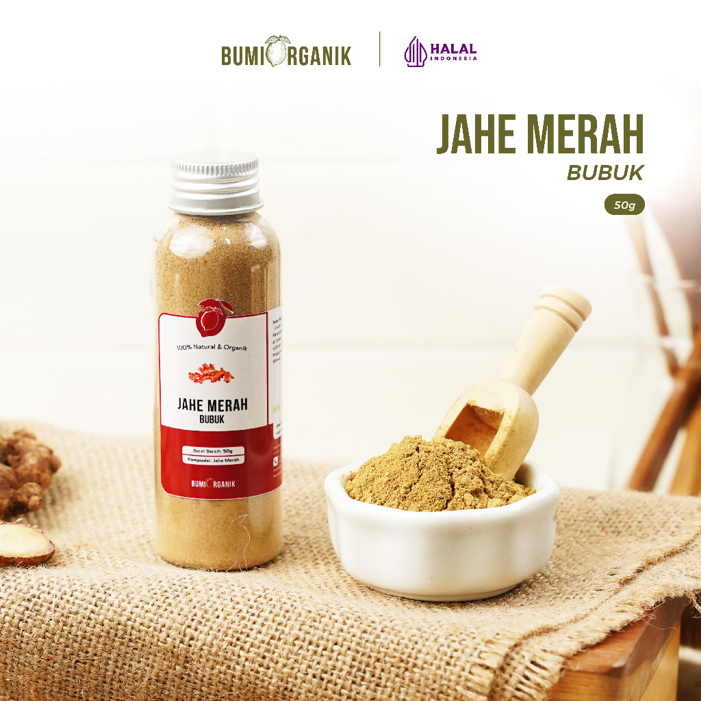 

JAHE BUBUK ASLI 100% TANPA CAMPURAN ORIGINAL 50G BUMI ORGANIK / JAHE MERAH BUBUK / BUBUK JAHE MERAH MURNI / WEDANG JAHE REMPAH ASLI / SERBUK JAHE MERAH ORIGINAL / JAHE MERAH INSTAN PURE RED GINGER POWDER / NUTRIFARM BEORGANIK DARI BUMI / SAFIYA / GALLEO