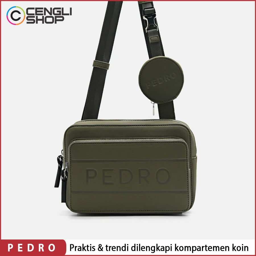 TAS SELEMPANG PRIA PEDRO SLING BAG ORIGINAL BRANDED TERBARU HIJAU ARMY PM051