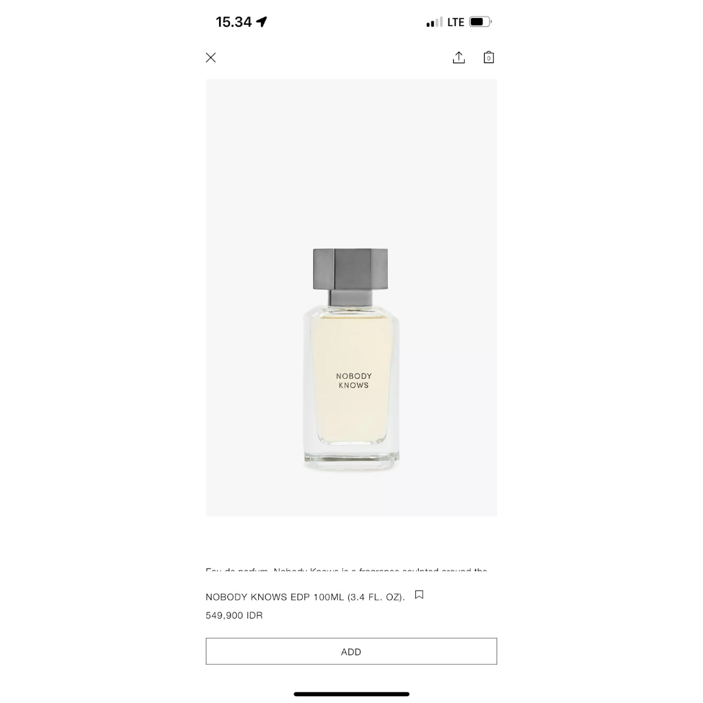 Jastip Zara parfum nobody knows