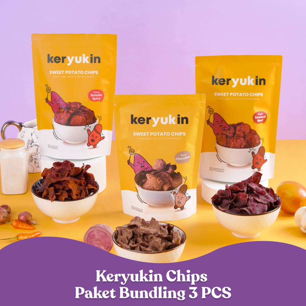 

Makin Hemat Keryukin chips Paket Bundling 3 pcs Keripik Ubi Ungu Aneka rasa 65 g Cemilan Keluarga