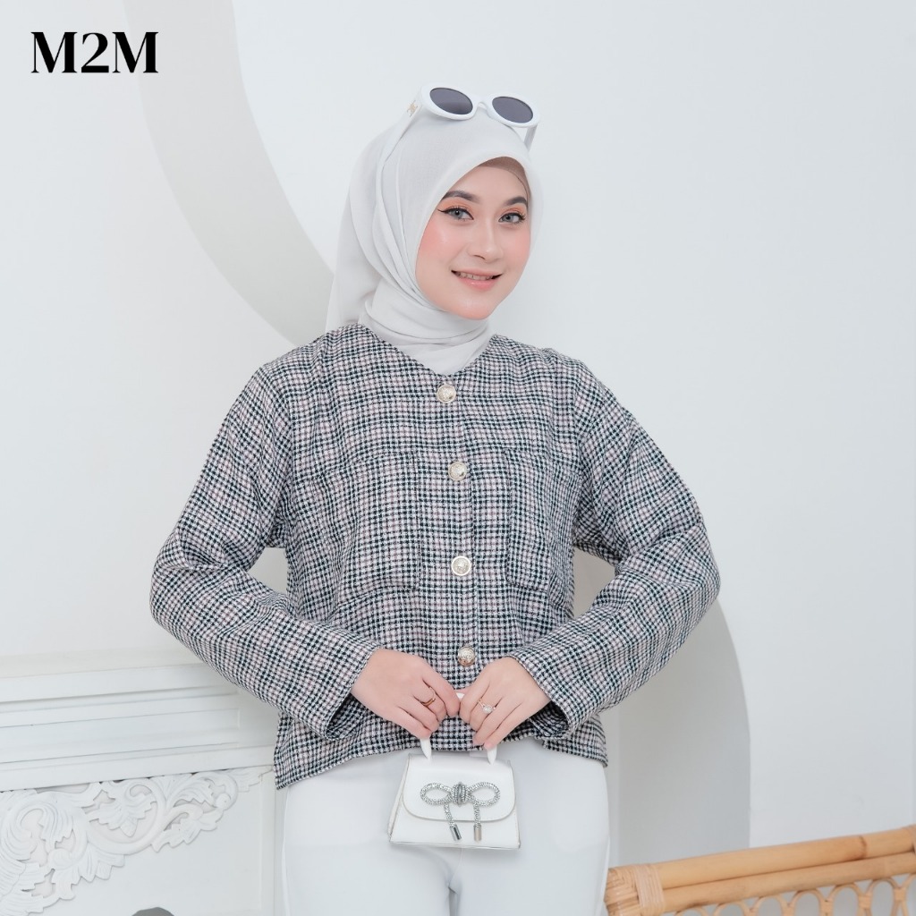 NIRA || Blazer Tweed Saku Atas / Blazer Korean / Blazer Wanita / Blazer Hijab Wanita / Blazer Formal