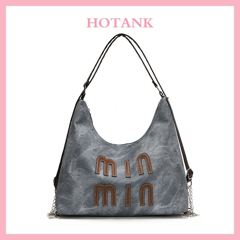 Tas Wanita Retro Kasual Kapasitas Besar Tas Wanita Sederhana Tas Wanita Estetika Fashion Tas Bahu Mu