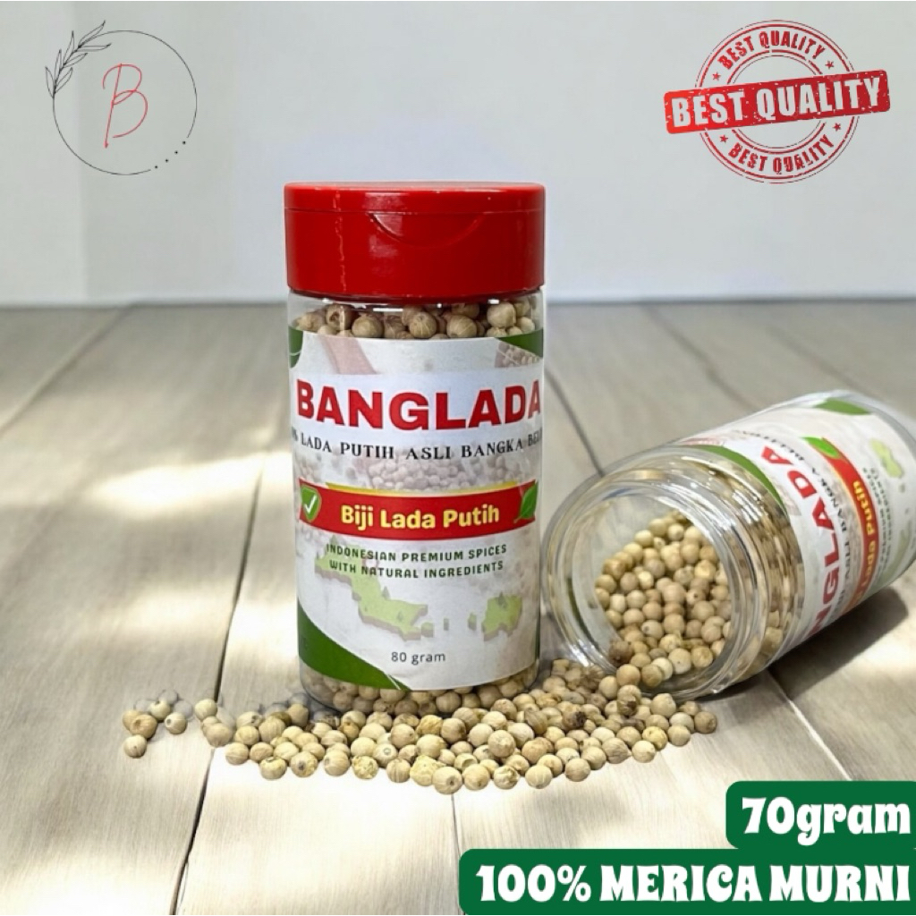 

BANGLADA Biji Lada Putih Merica Murni Asli Bangka Belitung 70gr Biji Lada Putih Premium wangi dan pedas