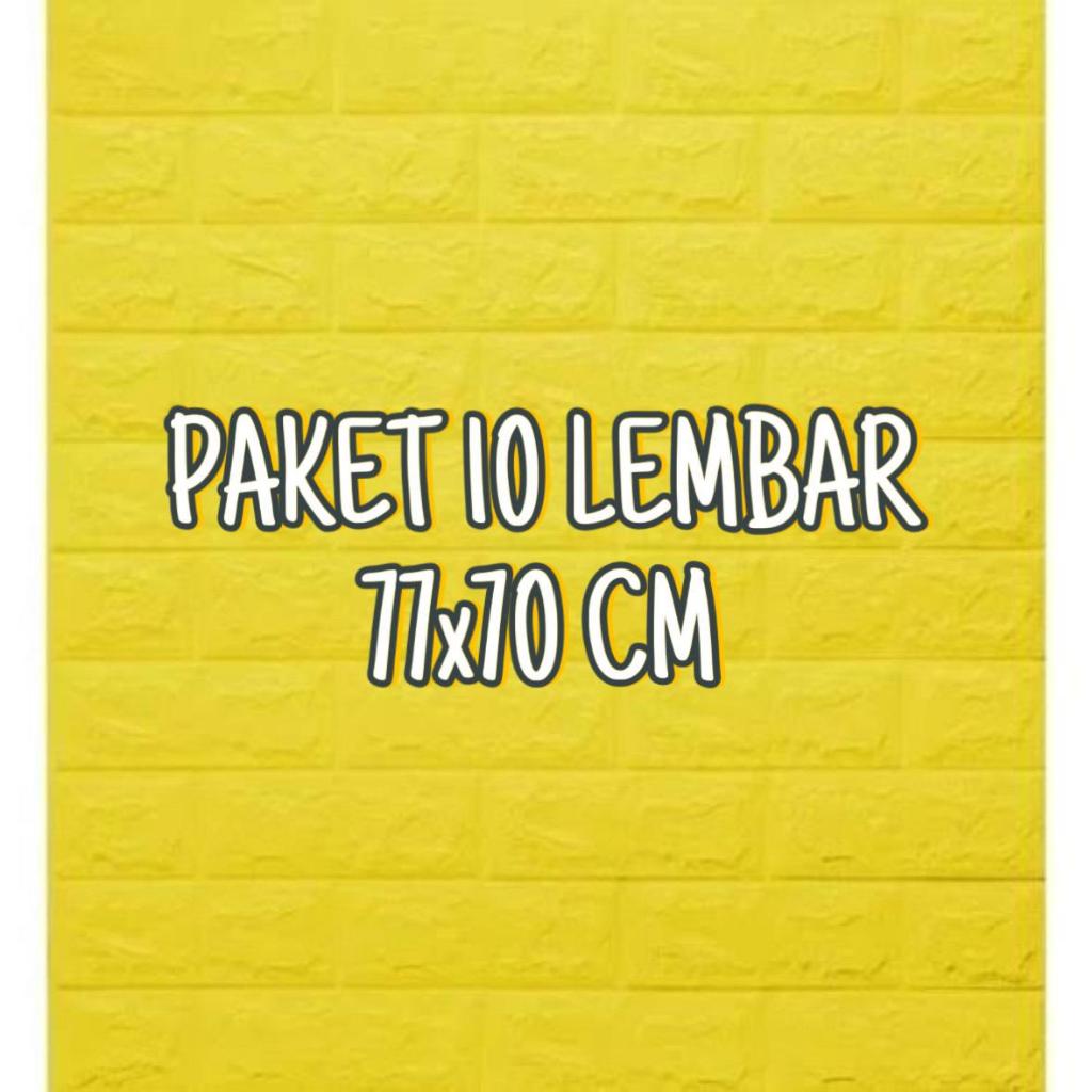 [ PAKET 10 LEMBAR ] Wallpaper Dinding Foam 3D 70x77 CM Bata Kuning
