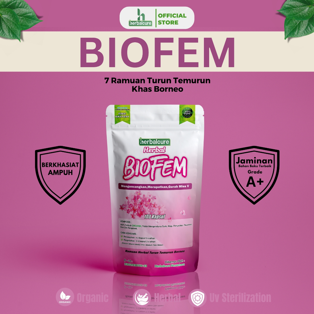 BIOFEM Herbalcure 7 Ramuan Borneo Merapatkan & Mengencangkan,Gurah Miss V 100 Kapsul