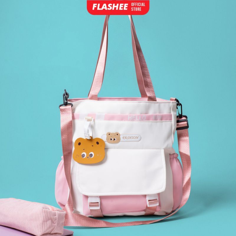 Flashee Tas Ransel Wanita Laptop Case Aesthetic Lucu Tas Sekolah Kerja Muat Banyak