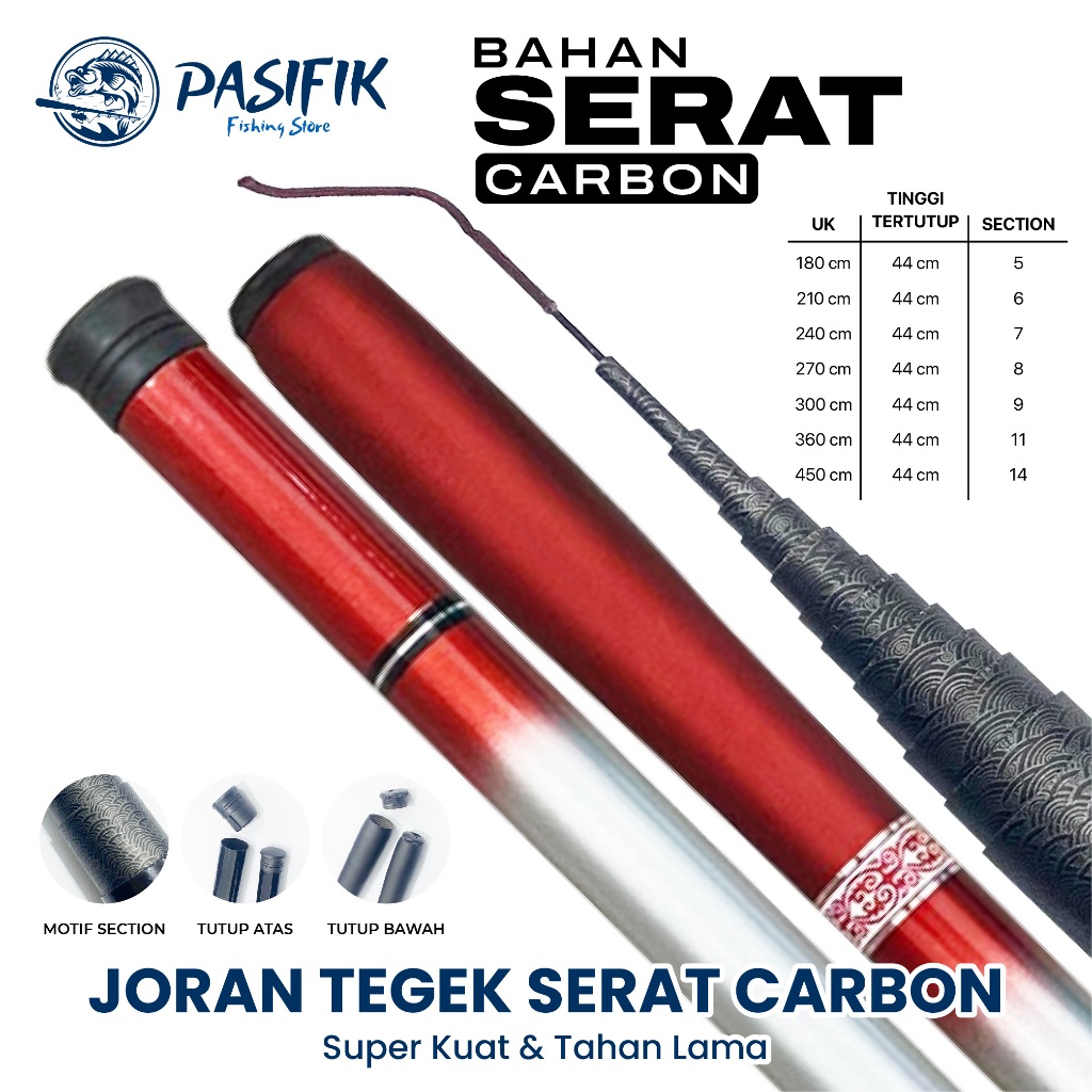 NEW Joran TEGEK Antena Teleskopik High Quality Produk Uk.180-450 Bahan Carbon Fiber Stream Fishing R